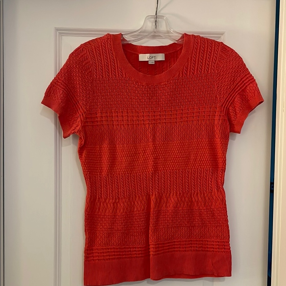 LOFT Red Short Sleeve Tee